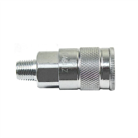 3/8 Inch X 1/4 Inch MPT Auto Steel Coupler Reducer - Silver, PK 100